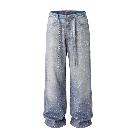 Blue Crystal Baggy Jeans