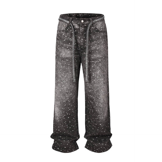 Black Crystal Baggy Jeans
